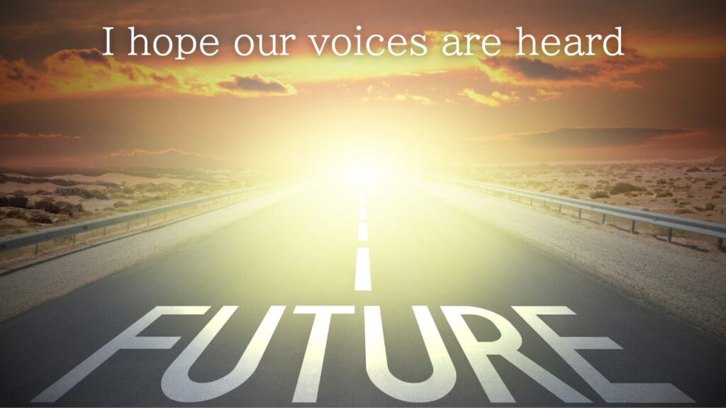 「私たちの声が届くように願う」というメッセージをのせた光の画像