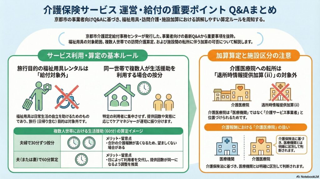 NotebookLMで京都市事業者向けQ&Aをインフォグラフィック生成した画像。