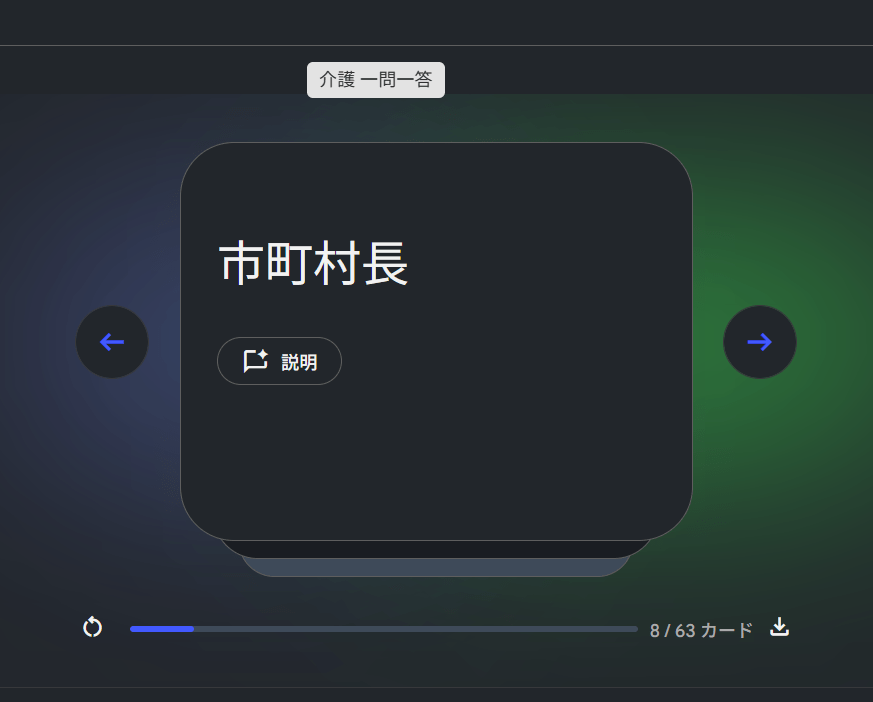 先ほどのフラッシュカードの回答。「市町村」